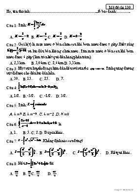 Đề kiểm tra 45 phút môn Đại số và giải tích Lớp 11